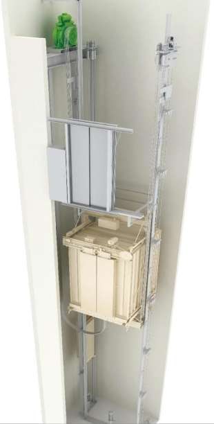 Machine room-less elevator shaft section diagram